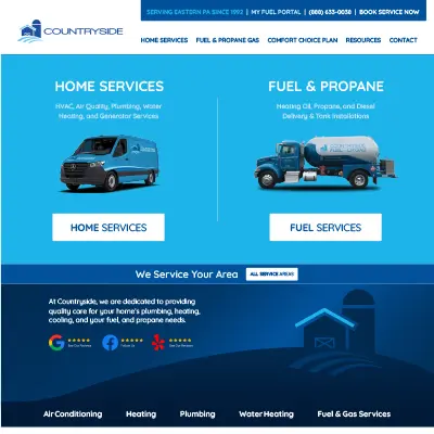 Roofing contractor website design example